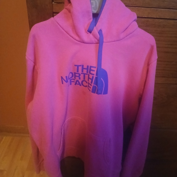 The North Face Tops - The North Face Vibrant Pink Hoodie with Purple Logo